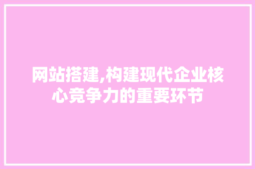 网站搭建,构建现代企业核心竞争力的重要环节