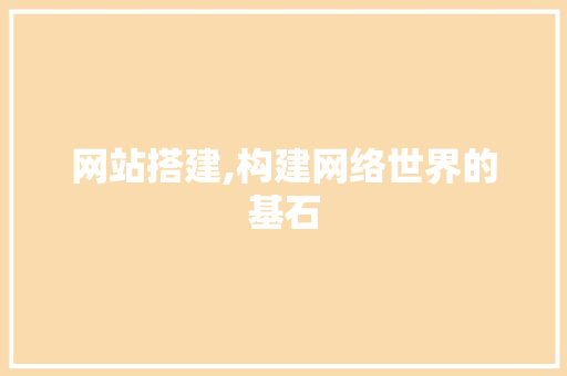 网站搭建,构建网络世界的基石