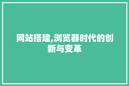 网站搭建,浏览器时代的创新与变革