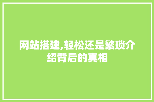 网站搭建,轻松还是繁琐介绍背后的真相