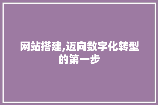 网站搭建,迈向数字化转型的第一步