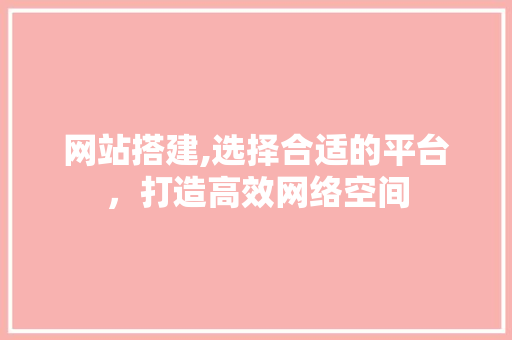 网站搭建,选择合适的平台，打造高效网络空间
