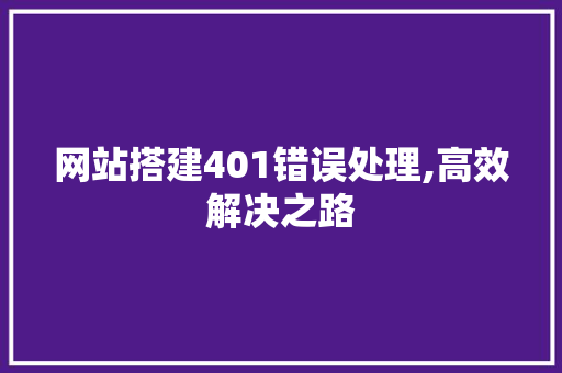 网站搭建401错误处理,高效解决之路