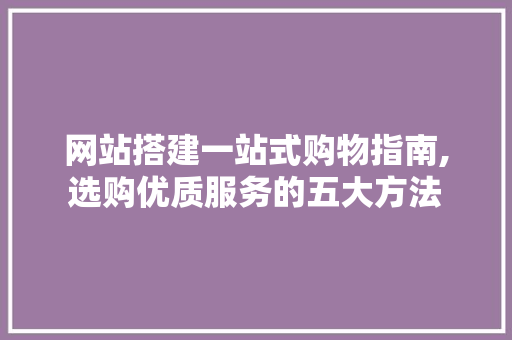 网站搭建一站式购物指南,选购优质服务的五大方法