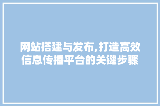 网站搭建与发布,打造高效信息传播平台的关键步骤