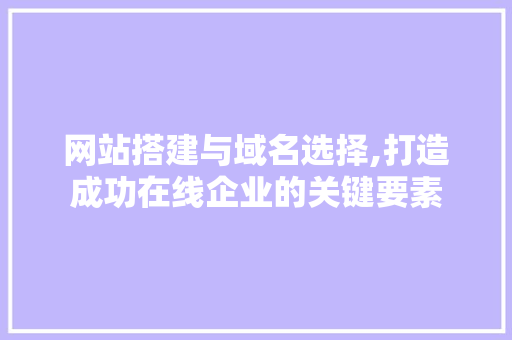 网站搭建与域名选择,打造成功在线企业的关键要素