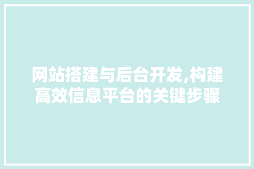 网站搭建与后台开发,构建高效信息平台的关键步骤