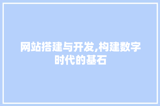 网站搭建与开发,构建数字时代的基石