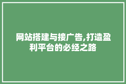 网站搭建与接广告,打造盈利平台的必经之路