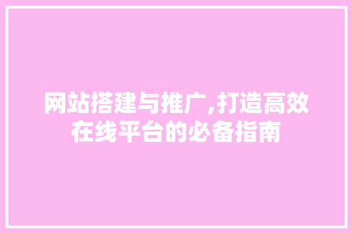 网站搭建与推广,打造高效在线平台的必备指南