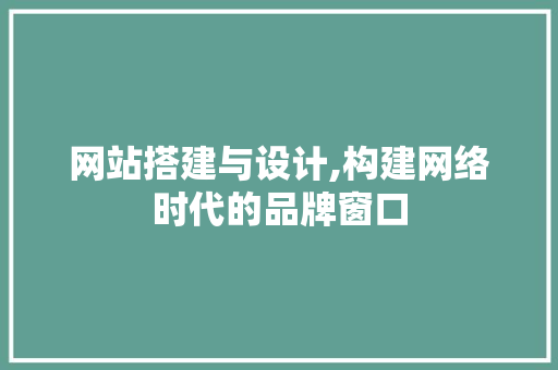 网站搭建与设计,构建网络时代的品牌窗口