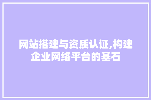 网站搭建与资质认证,构建企业网络平台的基石 网站搭建与资质认证,构建企业网络平台的基石 百度SEO