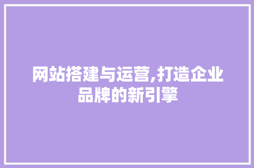 网站搭建与运营,打造企业品牌的新引擎 网站搭建与运营,打造企业品牌的新引擎 百度SEO