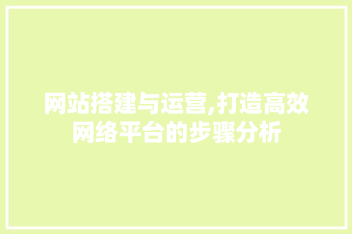 网站搭建与运营,打造高效网络平台的步骤分析 网站搭建与运营,打造高效网络平台的步骤分析 必应SEO