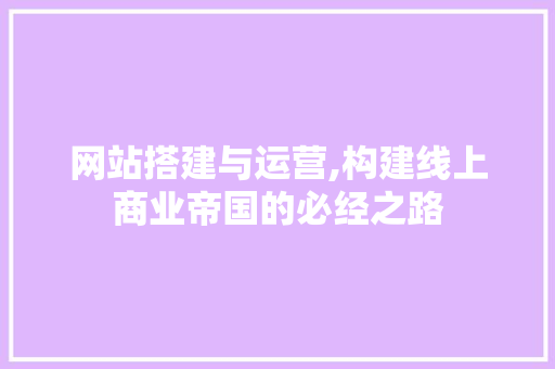 网站搭建与运营,构建线上商业帝国的必经之路
