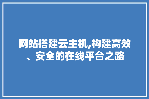 网站搭建云主机,构建高效、安全的在线平台之路