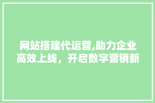 网站搭建代运营,助力企业高效上线，开启数字营销新篇章
