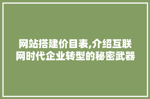 网站搭建价目表,介绍互联网时代企业转型的秘密武器