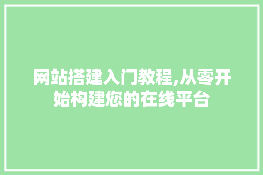 网站搭建入门教程,从零开始构建您的在线平台