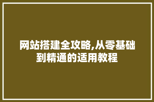 网站搭建全攻略,从零基础到精通的适用教程