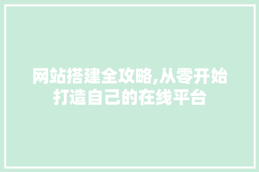 网站搭建全攻略,从零开始打造自己的在线平台