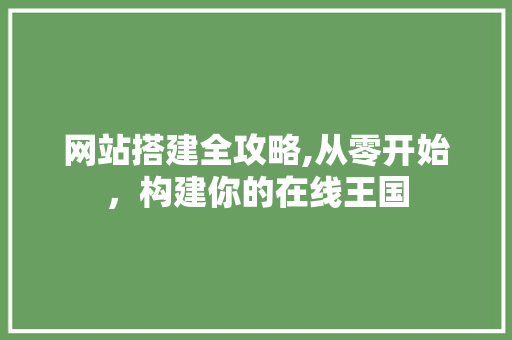 网站搭建全攻略,从零开始，构建你的在线王国 网站搭建全攻略,从零开始，构建你的在线王国 网站建设公司