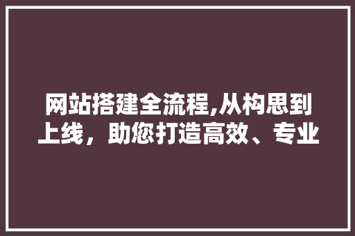 网站搭建全流程,从构思到上线，助您打造高效、专业的网络平台 网站搭建全流程,从构思到上线，助您打造高效、专业的网络平台 神马SEO