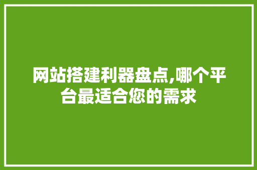 网站搭建利器盘点,哪个平台最适合您的需求 网站搭建利器盘点,哪个平台最适合您的需求 搜狗SEO