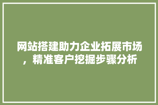 网站搭建助力企业拓展市场，精准客户挖掘步骤分析 网站搭建助力企业拓展市场，精准客户挖掘步骤分析 搜狗SEO