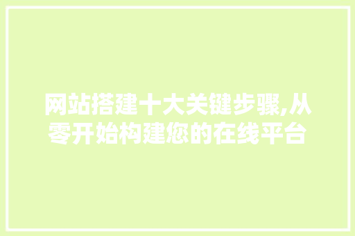 网站搭建十大关键步骤,从零开始构建您的在线平台