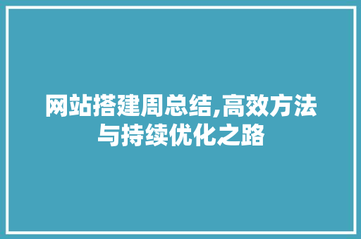 网站搭建周总结,高效方法与持续优化之路