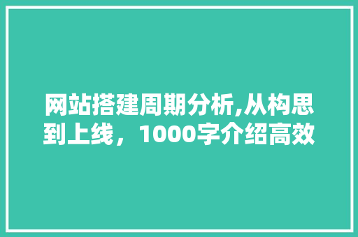 网站搭建周期分析,从构思到上线，1000字介绍高效流程
