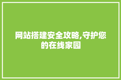 网站搭建安全攻略,守护您的在线家园