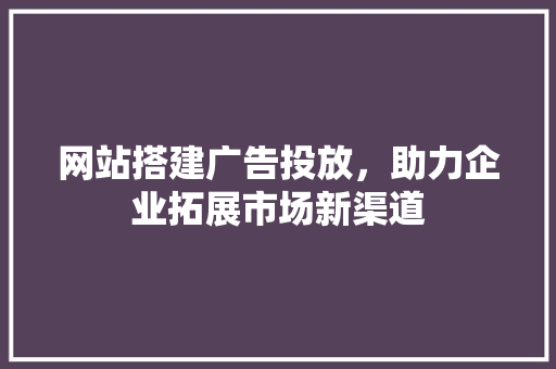 网站搭建广告投放，助力企业拓展市场新渠道
