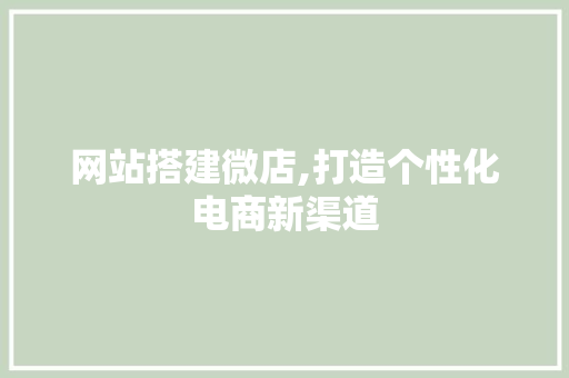 网站搭建微店,打造个性化电商新渠道