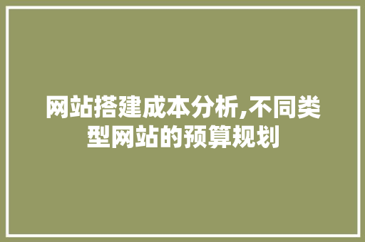 网站搭建成本分析,不同类型网站的预算规划
