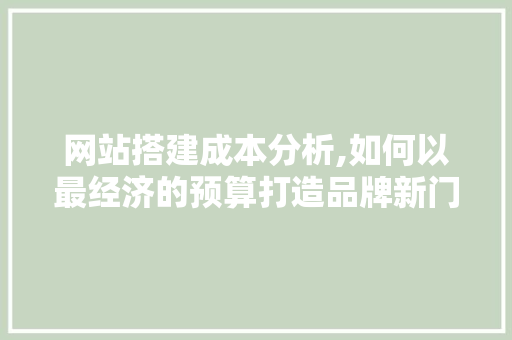 网站搭建成本分析,如何以最经济的预算打造品牌新门户