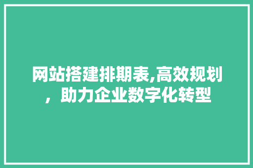 网站搭建排期表,高效规划，助力企业数字化转型