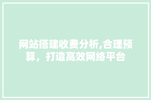 网站搭建收费分析,合理预算，打造高效网络平台