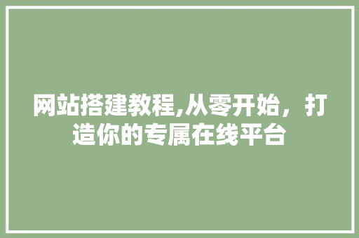 网站搭建教程,从零开始，打造你的专属在线平台