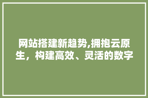 网站搭建新趋势,拥抱云原生，构建高效、灵活的数字平台 网站搭建新趋势,拥抱云原生，构建高效、灵活的数字平台 百度SEO