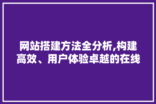 网站搭建方法全分析,构建高效、用户体验卓越的在线平台