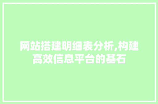 网站搭建明细表分析,构建高效信息平台的基石