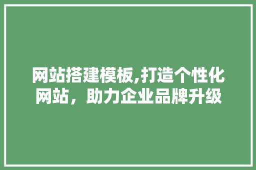 网站搭建模板,打造个性化网站，助力企业品牌升级