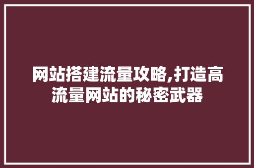 网站搭建流量攻略,打造高流量网站的秘密武器