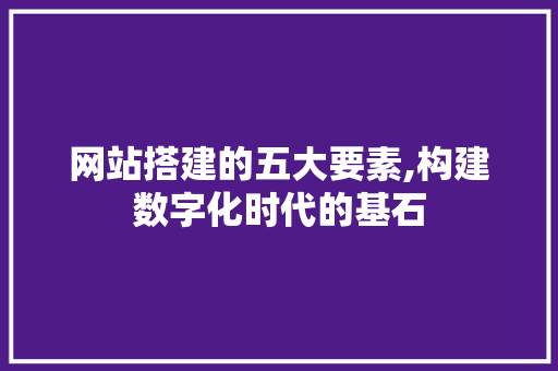 网站搭建的五大要素,构建数字化时代的基石