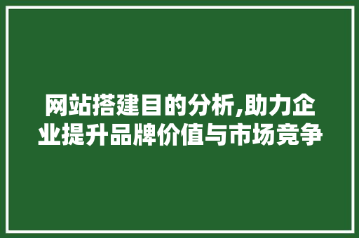 网站搭建目的分析,助力企业提升品牌价值与市场竞争力 网站搭建目的分析,助力企业提升品牌价值与市场竞争力 必应SEO