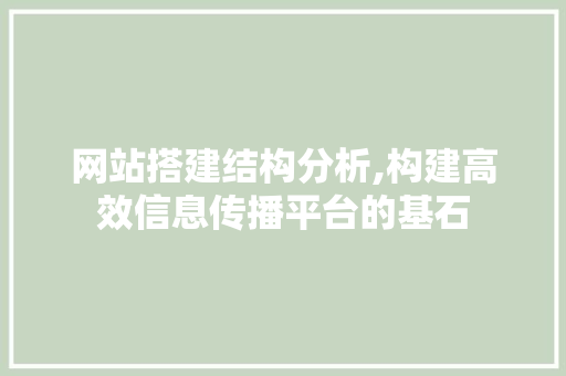 网站搭建结构分析,构建高效信息传播平台的基石