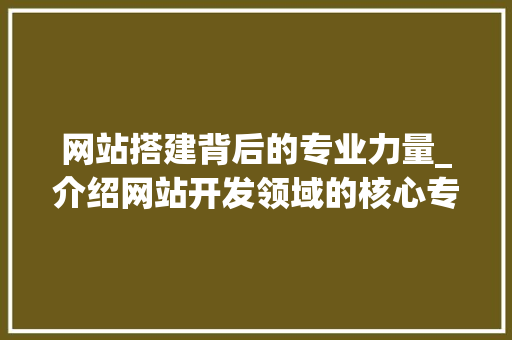 网站搭建背后的专业力量_介绍网站开发领域的核心专业