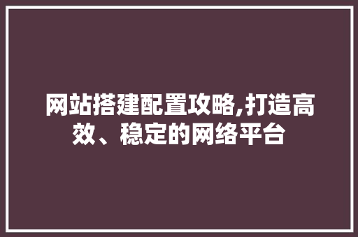 网站搭建配置攻略,打造高效、稳定的网络平台 网站搭建配置攻略,打造高效、稳定的网络平台 SEO关键词